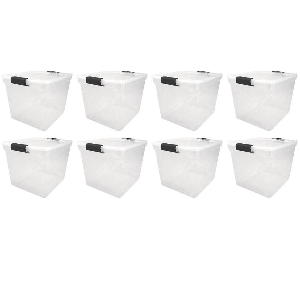 31-Qt. Secure Latch Large Clear Stackable Storage Container Bin (8 Pack)