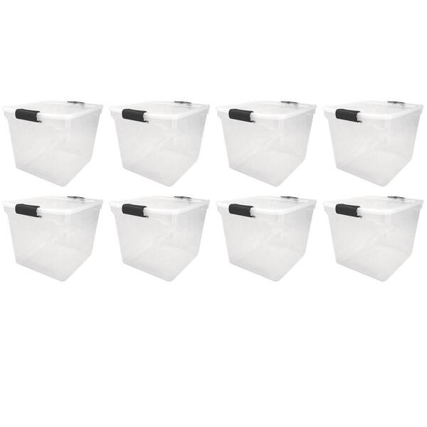 HOMZ 31-Qt. Secure Latch Large Clear Stackable Storage Container Bin (8 Pack)