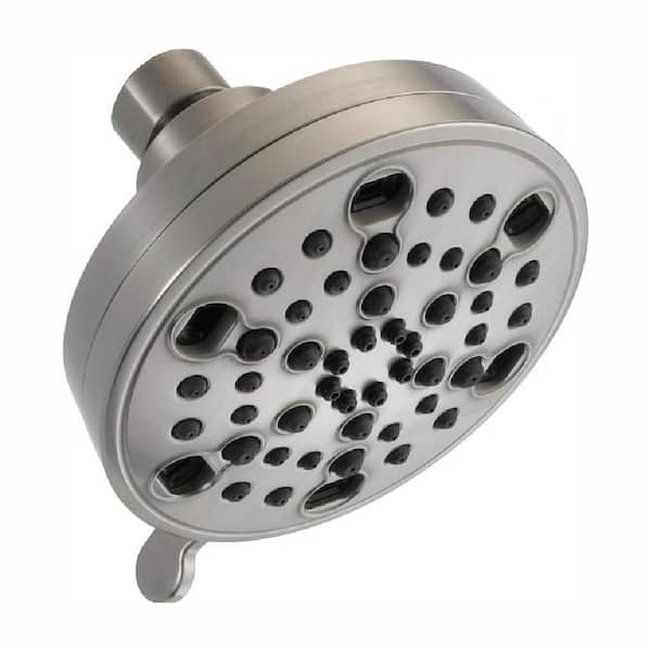 Delta 5-Spray Patterns 1.75 GPM 4.19 in. Wall Mount Fixed Shower Head with H2Okinetic in Stainless
