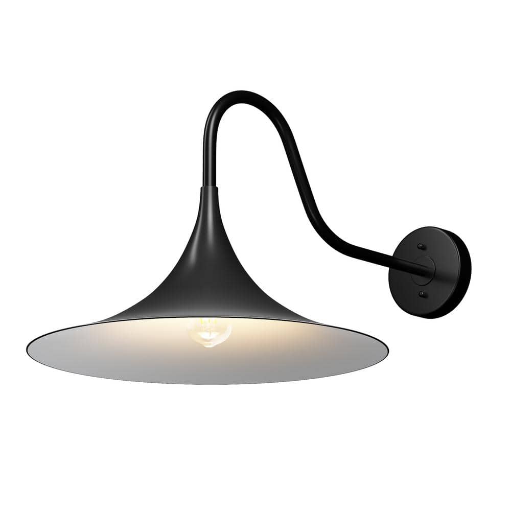 Outdoor 19.69 in. H Gooseneck Black Barn Oversized Sconce Light Exterior Ha