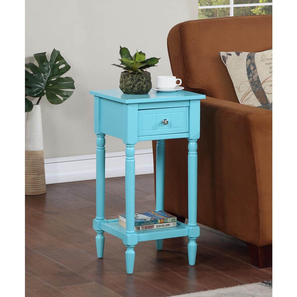 French Country Khloe Sea Foam Accent Table with Storage Shelf