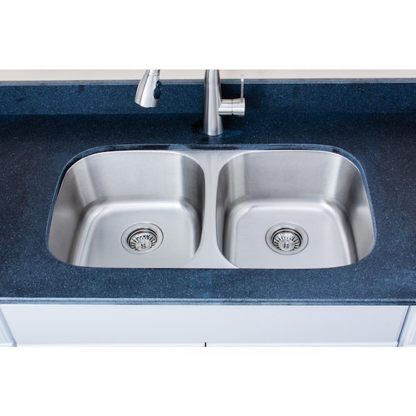 The Craftsmen Series Undermount Stainless Steel 33 in. 50/50 Double Bowl Kitchen Sink