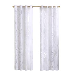 Vina White Rayon/Polyester 50 in. W x 95 in. L Light Filtering Curtain (Single Panel)