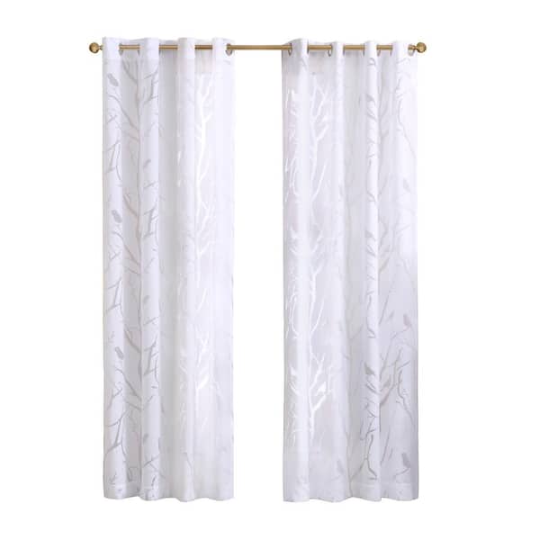 Madison Park Vina White Rayon/Polyester 50 in. W x 95 in. L Light Filtering Curtain (Single Panel)