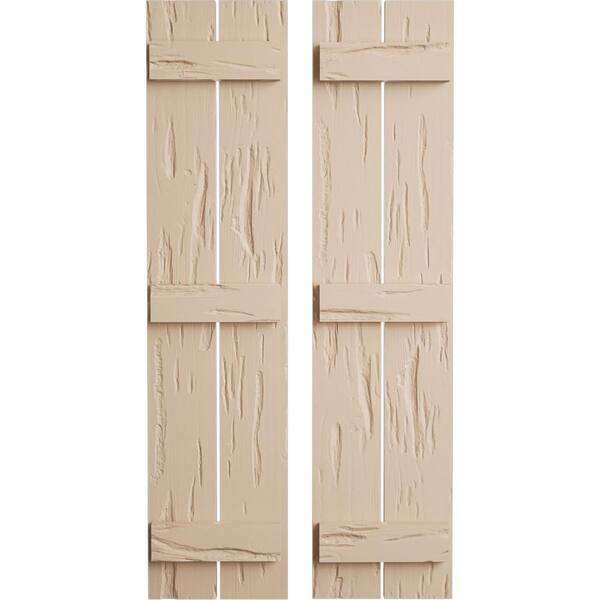 Ekena Millwork 11.5 in. x 60 in. Timberthane Polyurethane 2-Board Spaced Board-n-Batten Pecky Cypress Faux Wood Shutters Pair