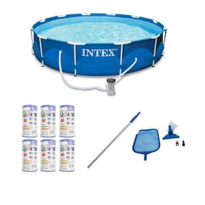12 ft. x 30 in. Swimming Pool, Cleaning Kit, and Replacement Filters (6-Pack)