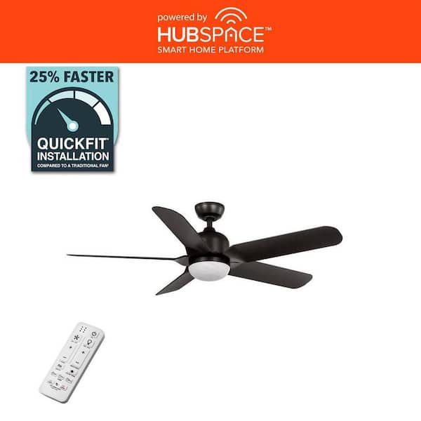Sarita 54 in. White Changing LED Indoor Matte Black Ceiling Fan with Remote and DC Motor Included Powered by Hubspace