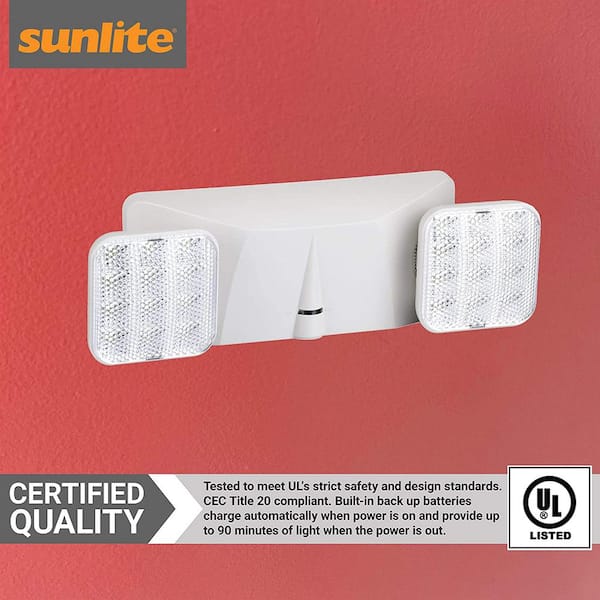 Sunlite 15-Watt Equivalent 120-Volt Integrated LED White Adjustable Dual  Light Battery Backup Wall Emergency Light HD02559-1 - The Home Depot