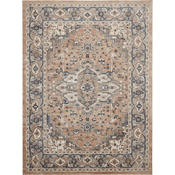 Concerto Beige Grey 9 ft x 12 ft Persian Medallion Area Rug
