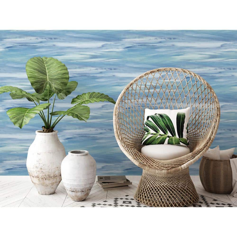 Sirius Brushstroke Blue Vinyl Peel and Stick Wallpaper Roll