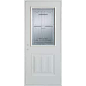 32 in. x 80 in. Architectural 1/2 Lite 1-Panel Painted White Right-Hand Inswing Steel Prehung Front Door