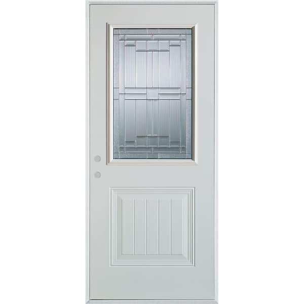 Stanley Doors 36 in. x 80 in. Architectural 1/2 Lite 1-Panel Painted White Steel Prehung Front Door