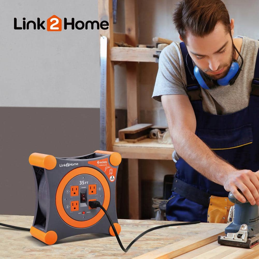 35 ft. 14/3 Extension Cord Storage Reel with 4 Grounded Outlets and Surge Protector - 2