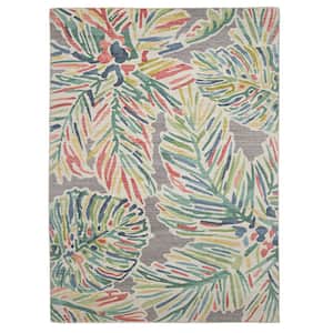 Tempte Grey and Green 5 ft. W x 7 ft. L Washable Polyester Indoor/Outdoor Area Rug