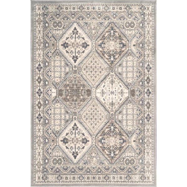 nuLOOM Becca Vintage Tiles Gray 5 ft. x 8 ft. Area Rug