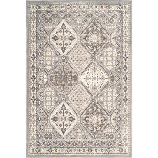 nuLOOM Becca Vintage Tiles Gray 8 ft. x 10 ft. Area Rug