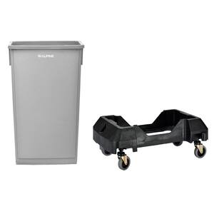 23 Gal. Gray Waste Basket Commercial Trash Can and Dolly