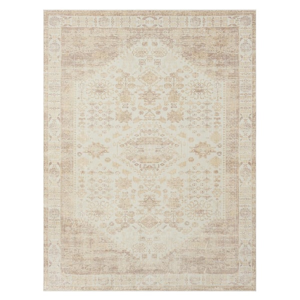 Unbranded Melody Beige/Ivory 2 ft. 8 in. x 3 ft. 10 in. Contemporary Power-Loomed Border Rectangle Area Rug