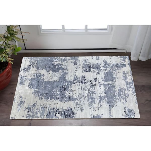 Blue 2 x 3 ft. Tufted Abstract Rectangle Indoor Area Rug