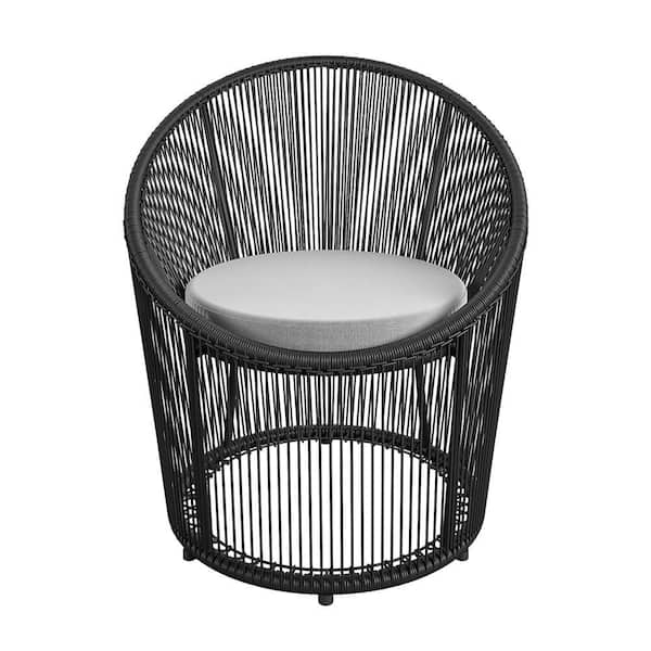 Cosco CosmoLiving by Cosmopolitan Taura Black Resin Rope and Metal Outdoor Lounge Chair with Gray Cushion