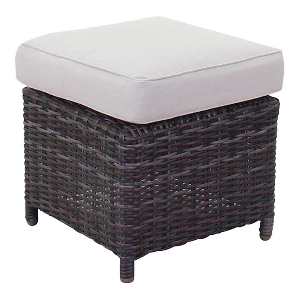 Courtyard Casual Chelshire Silver Aluminum Outdoor Ottoman with Cushion