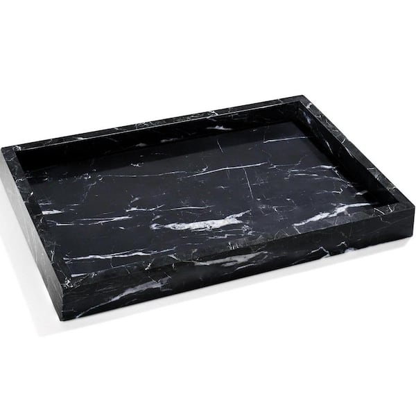 黒大理石　象嵌細工　トレー　black marble inlay tray ブラックマーブル トレイ 直径38cm｜スウェーデン製