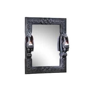 Dragons Thorne Twin Sentinel Dragons 23 in. H x 19.5 in. W Square Sculptural Wall Mirror