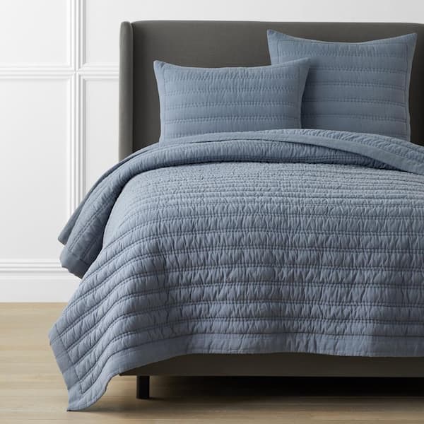 The Company Store Legends Hotel Blue Stone Washed Linen King Quilt