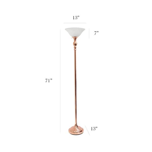 Light Rose Gold Torchiere Floor Lamp, Torchiere Floor Lamp Replacement Bulbs