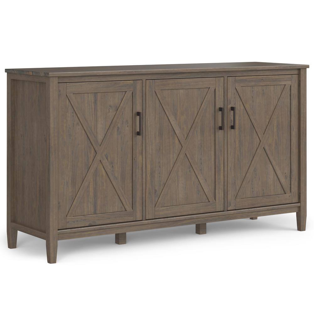 Ela 60" Smoky Brown Solid Wood Storage Cabinet with Adjustable Shelves