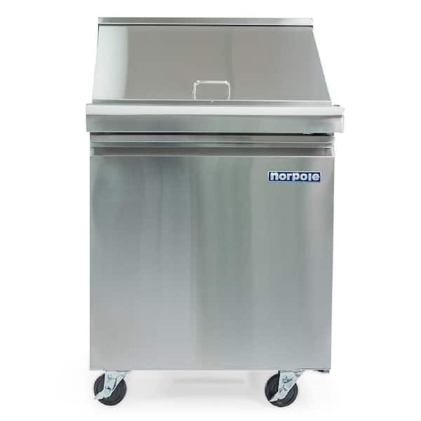 Norpole 6 cu. ft. Single Door Mega Top Prep Table Commercial Refrigerator in Stainless Steel