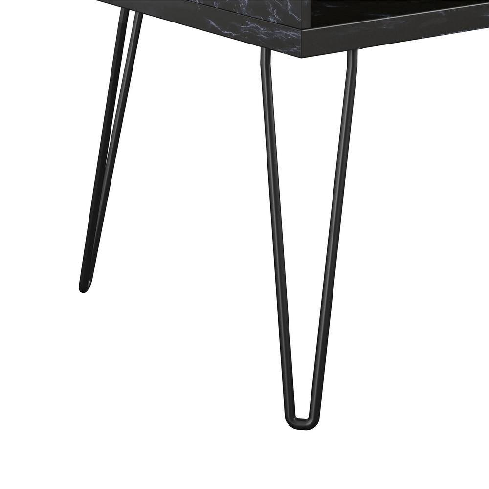 Athena 42'' Sleek Black Faux Marble TV Stand