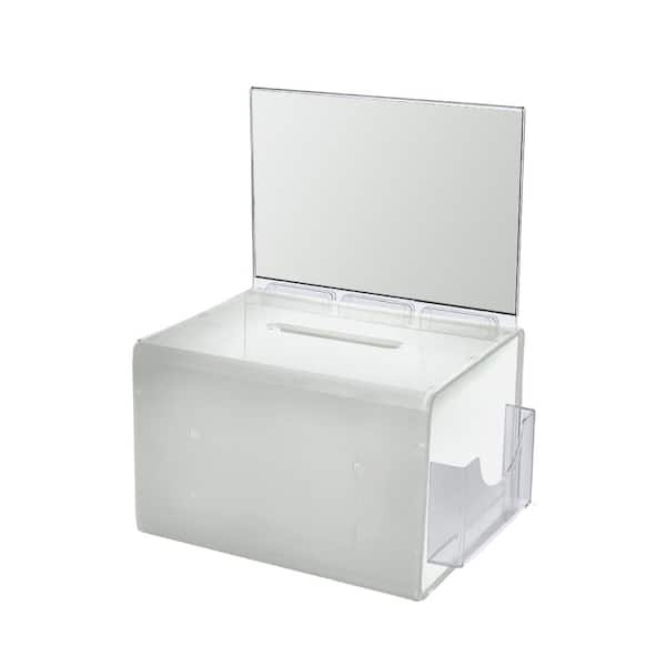 Azar Displays Extra Large Acrylic Lottery Box with Lock and Key, White