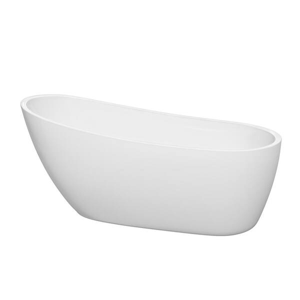 Wyndham Collection Florence 68 in. Acrylic Slipper Flatbottom Non-Whirlpool Bathtub in White