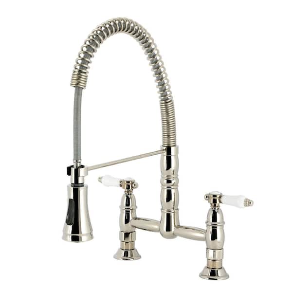 Bel-Air 18.75 in. H 2-Handle Deck Mount Standard Kitchen Faucet in Polished Nickel