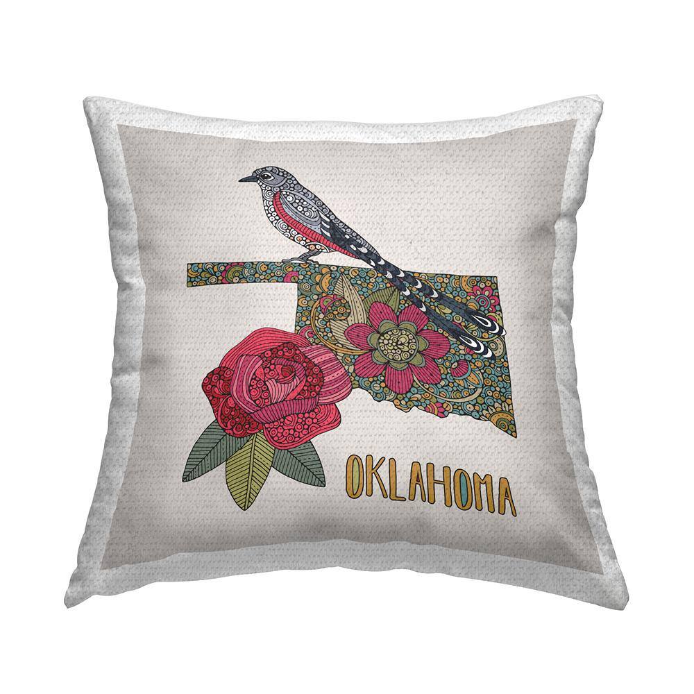 Oklahoma State Bird Flowers Multi-Color Square Outdoor Throw Pillow price history on PriceWatchPro