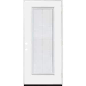 Legacy 32 in. x 80 in. Left-Hand/Outswing Full Lite Clear Glass Mini-Blind White Primed Fiberglass Prehung Front Door