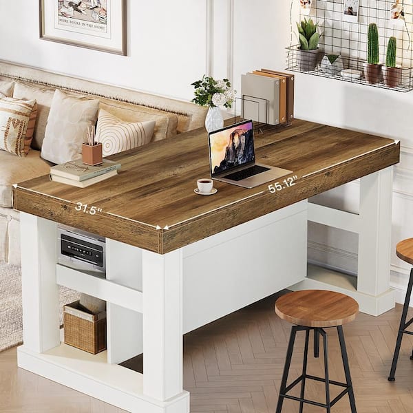 TRIBESIGNS WAY TO ORIGIN Alan 63 in. Brown White Wood Grain