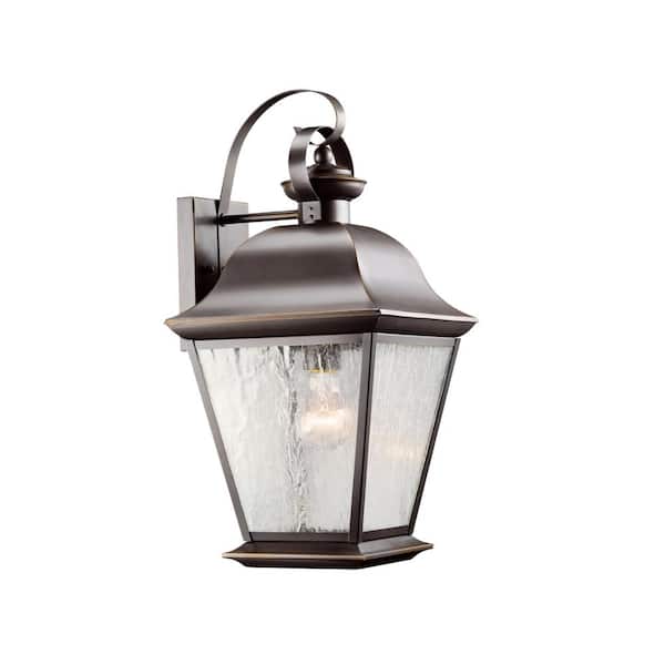 KICHLER Mount Vernon 19.5 in. 1-Light Olde Bronze Outdoor Hardwired Wall Lantern Sconce with No Bulbs Included (1-Pack)