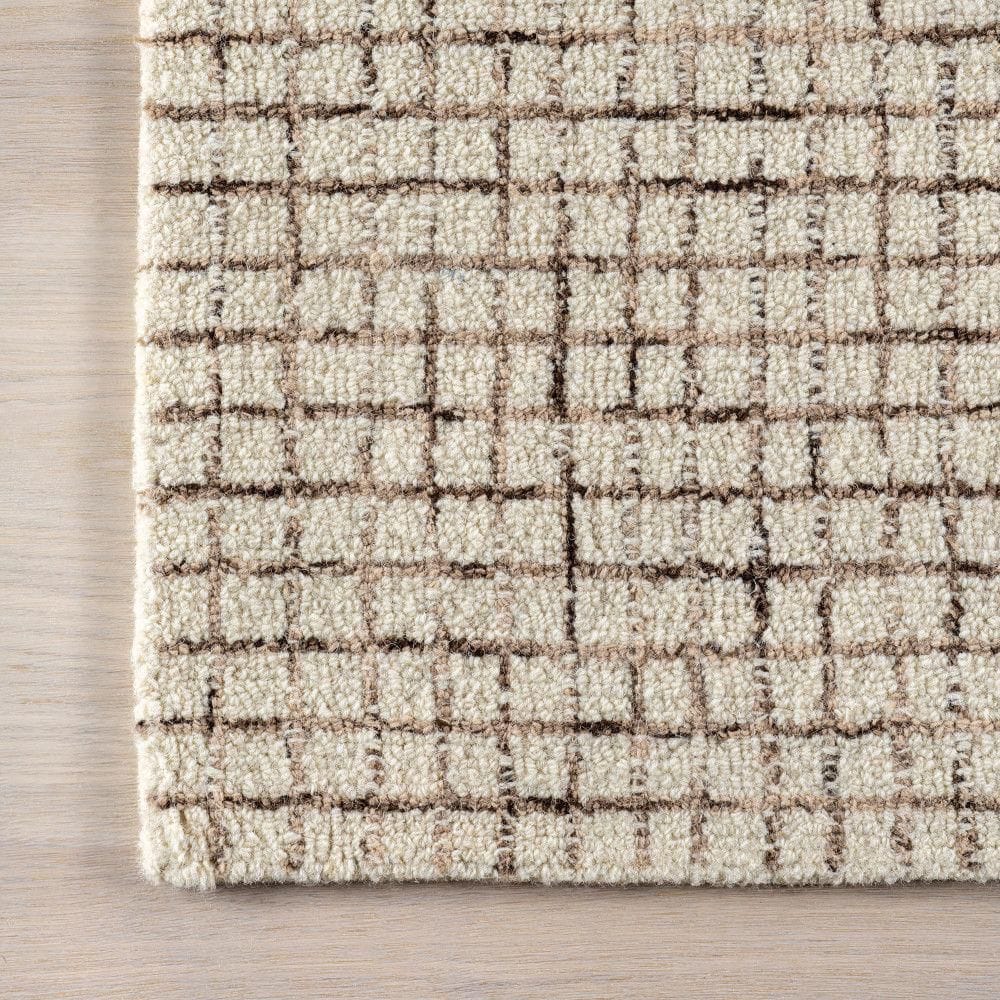 Cream Hand-Tufted Wool Rectangular Area Rug, 9' x 12'