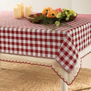 Buffalo Check 60 in. W x 120 in. L Burgundy Checkered Polyester/Cotton Rectangular Tablecloth