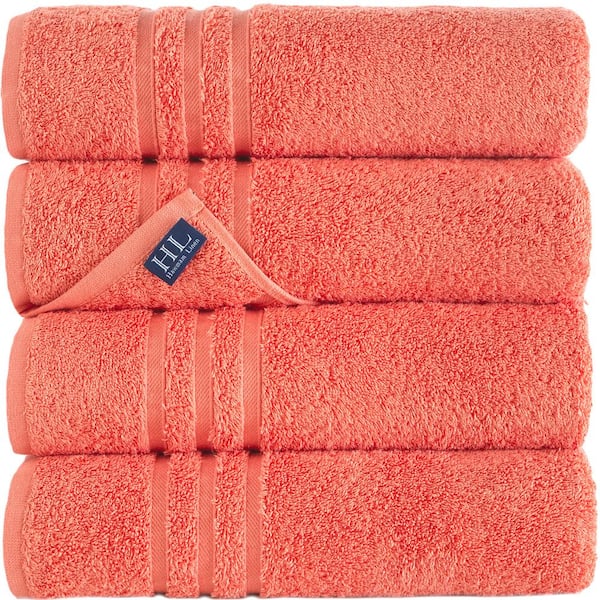 Hawmam Linen 4-Piece Orange Turkish Cotton Bath Towels