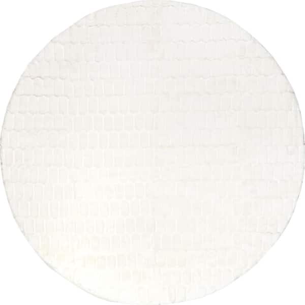 Milazia Honeycomb Plush Cloud Washable White 5 ft. Indoor Area Rug