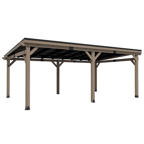Cedarflow 12 ft. x 20 ft. Cedar Wood Frame Lean-To Gazebo with Galvanized Steel Hardtop Sloped Roof