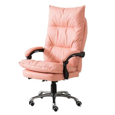 48.4 in. Pink Genuine Leather Executive Chair with 7-Vibration Massage Points