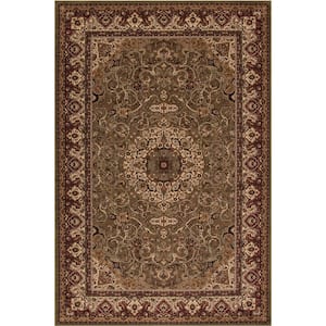 Persian Classic Isfahan Green Rectangle Indoor 9 ft. 3 in. x 12 ft. 10 in. Area Rug