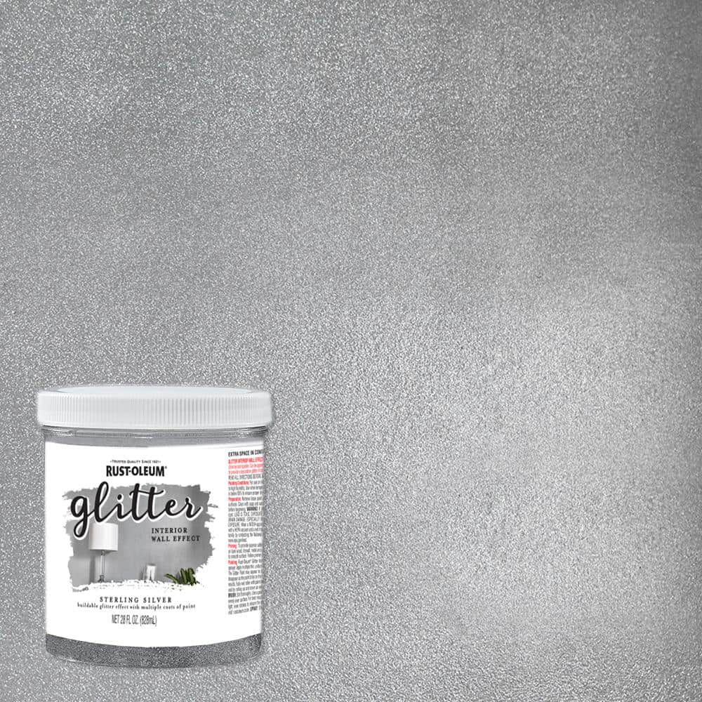 Rust-Oleum 360219-2PK Glitter Interior Wall Paint, 28 oz, Sterling Silver, 2 Pack