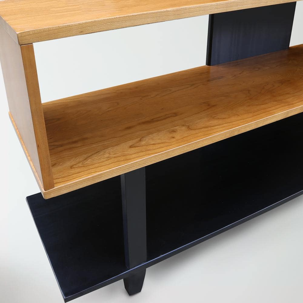 Modern Urban Cherry and Black Solid Wood TV Stand