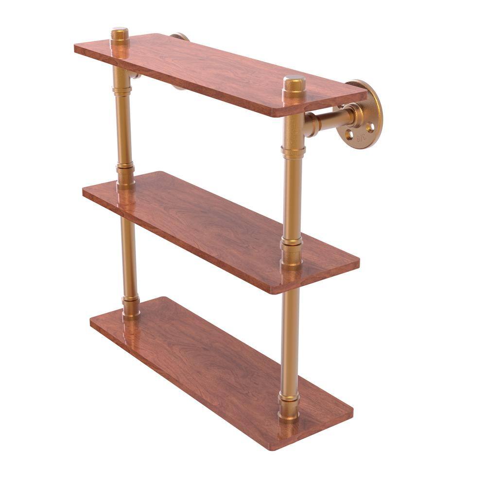 Allied Brass Pipeline Collection 16 in. Ironwood Triple Shelf in Brushed  Bronze P-490-16-TWS-BBR The Home Depot