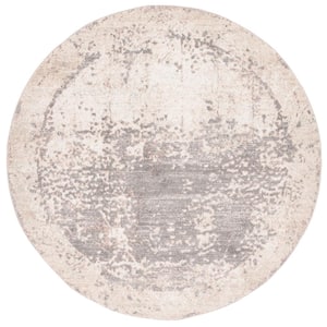 Amsterdam Beige/Gray 7 ft. x 7 ft. Distressed Round Area Rug